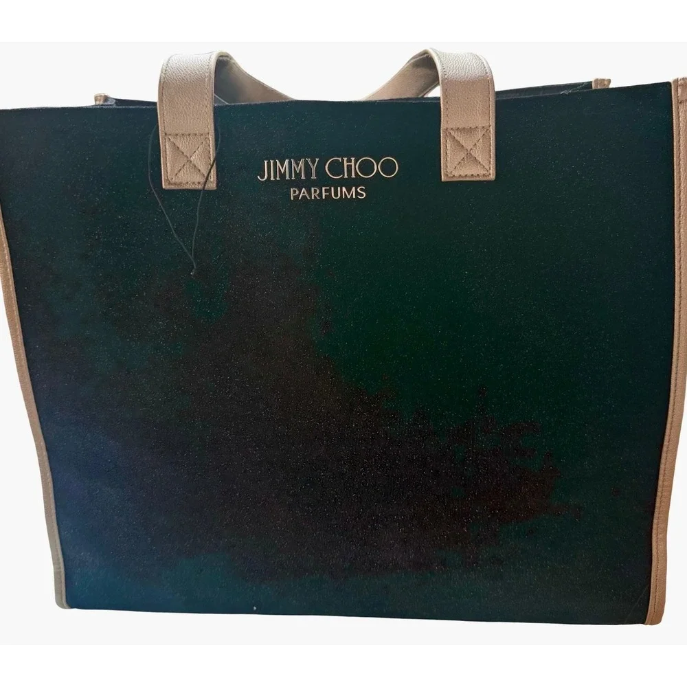 Jimmy Choo Parfums Tote‎ Black Velvet Gold Trim and sparkle Large Shopper Bag
